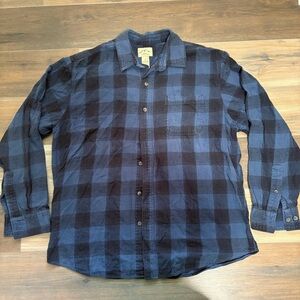 VTG Blue Mountain Men’s Blue Flannel Plaid Long Sleeve Button Down Shirt SZ L